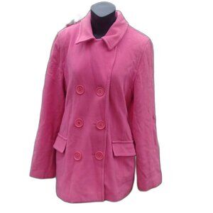 dELia*s Hot Pink Wool Double Breasted Pea Coat Size Large